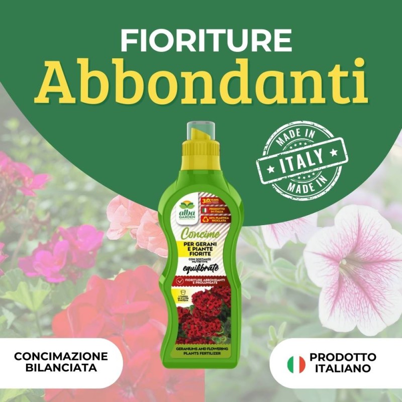 CONCIME LIQUIDO PER GERANI E PIANTE FIORITE